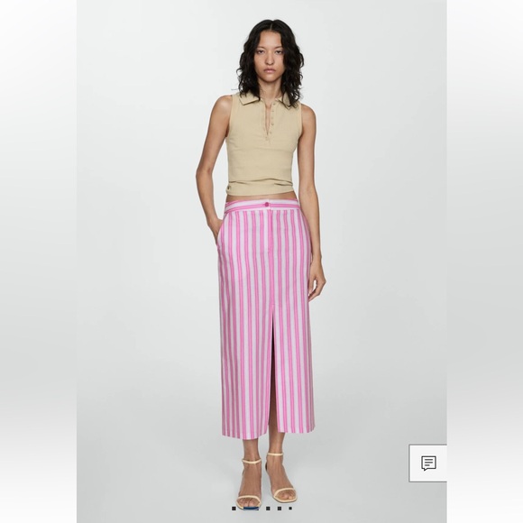 Mango Dresses & Skirts - MANGO Capri Mixed Stripe Ramie & Cotton Skirt